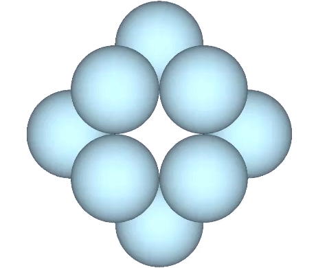 The sphere model of the jitterbug viewed perpendicular to the square "face" of the VE.