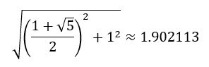 √(((1+√5)/2)+1²) ≈ 1.902113