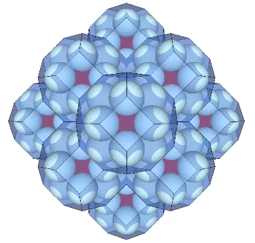 14 transparent Kelvins enclosing the 14 nuclei and their 12-sphere shells that surround a central nucleus and its 12-sphere shell. 