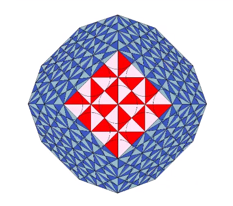 An F2 Kelvin opening to reveal three nested vector equilibria and rhombic dodecahedron sphere at its center. 