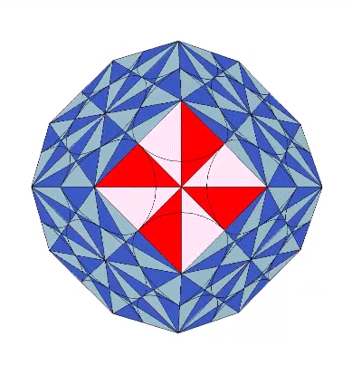 Quanta module construction of an F1 Kelvin opening up to reveal a 2F cube and a rhombic dodecahedron space at its center.