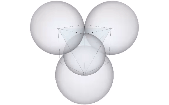 Four spheres occupying the vertices of a unit tetrahedron inscribed inside a cube whose remaining 4 vertices occupy the space between spheres of the isotropic vector matrix.