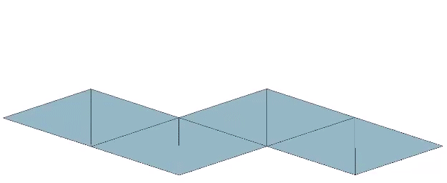 Regular octahedron constructed from seven sequential folds of a single paper strip.