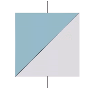 Regular tetrahedron rotating on an edge-to-edge axis.