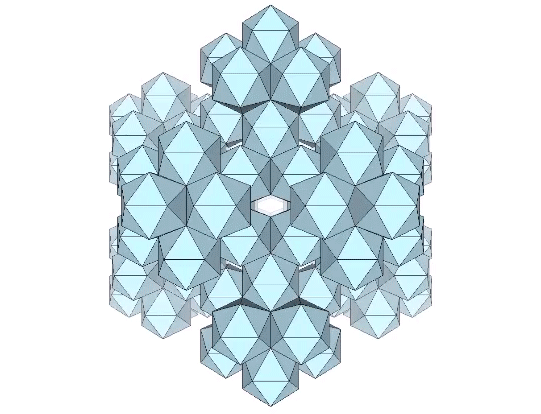 Icosahedral shell made from twelve icosahedral shells of frequency 1.
