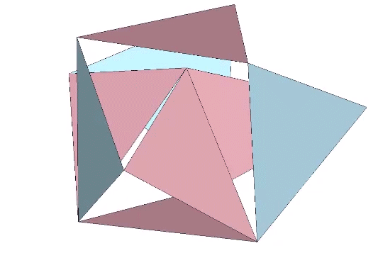 Eight vertex-bonded equilateral triangles arranged into one module of a structural helix with a twist of six degrees.