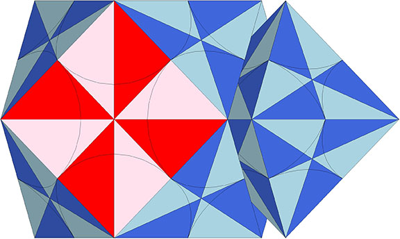 Quanta module construction of a vector equilibrium (VE) and one of its constituent octahedra.