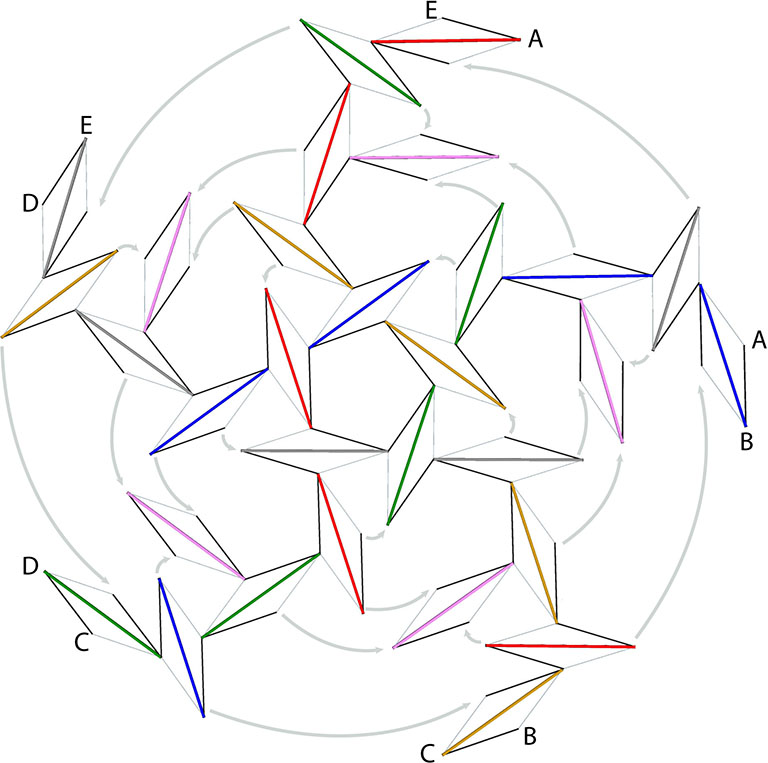 Net diagram of the thirty-strut tensegrity sphere.