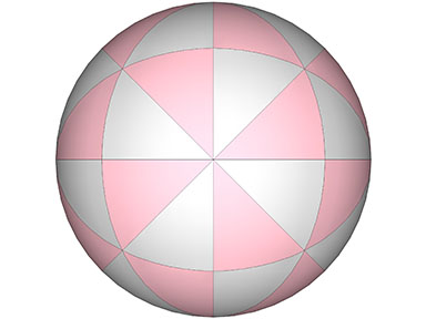 Sphere divided into 48 identical triangles, the basic equilibrium LCD triangle. 