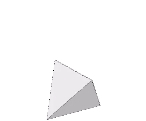 A regular tetrahedron, with one face pulled outward while another face pushed inward at the simultaneously and at the same rate, moves to a new location without any change in shape, scale, or orientation.
