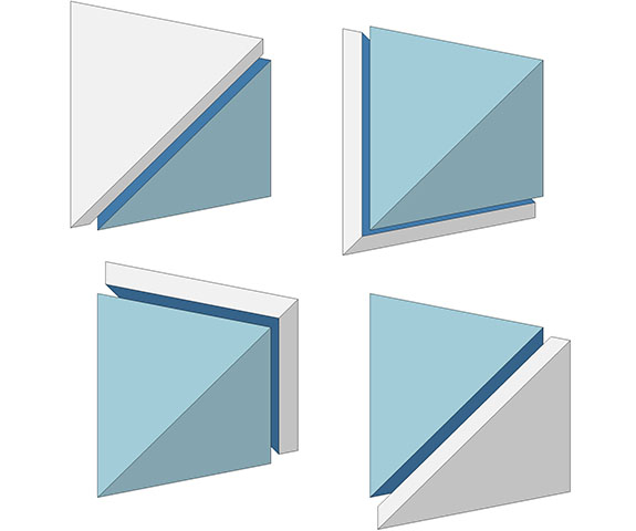 Four regular tetrahedra, sliced parallel to one each of its four faces.