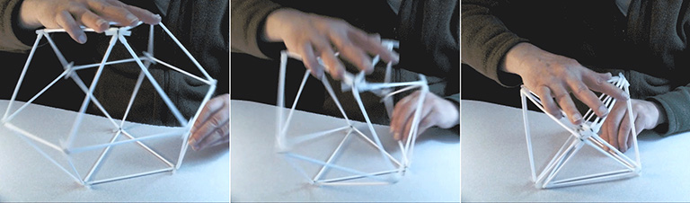 Described model jitterbugging between its VE and Octahedron phases.