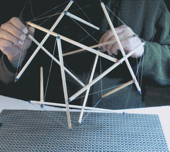 The twelve-strut tensegrity sphere.