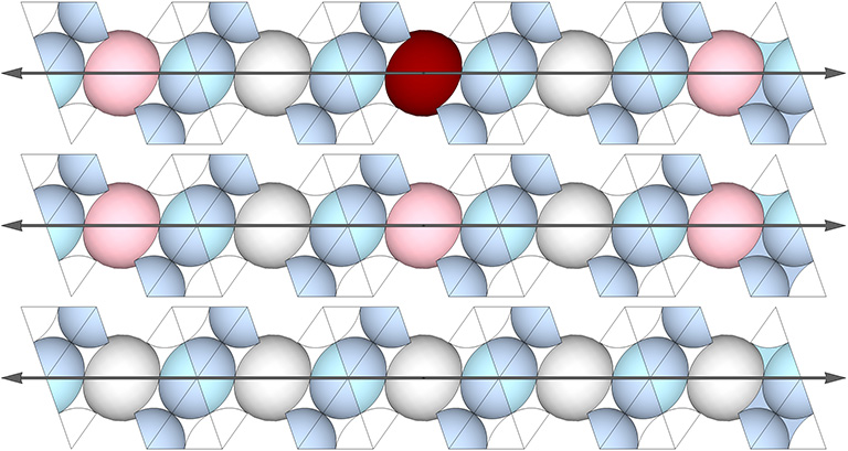 The primary and secondary axes of the set of 12 great circles of the vector equilibrium (VE) modeled as color-coded spheres and interstitial space.