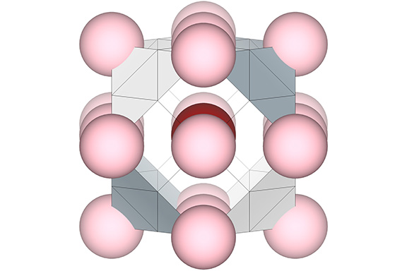 The voids left close packed nuclear domains represented by pink spheres arranged along the square-face diagonals of a 2F VE.