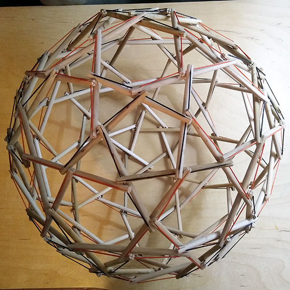 120-strut tensegrity sphere.