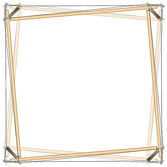 The 12-strut tensegrity cube.