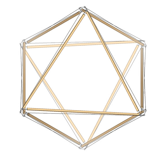 The 12-strut tensegrity octahedron.