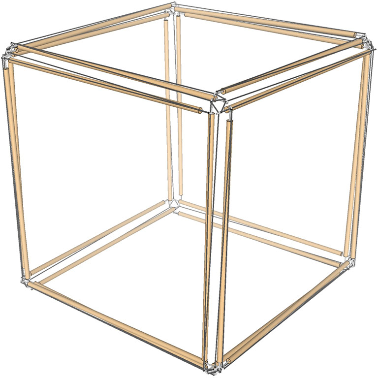 The 24-strut double-edge tensegrity cube.