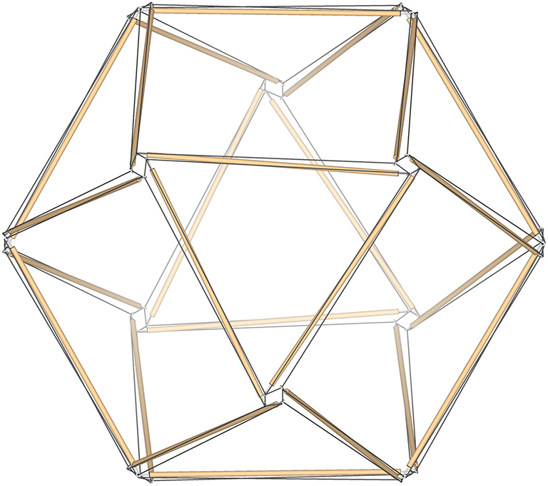 24-strut tensegrity vector equilibrium (VE).