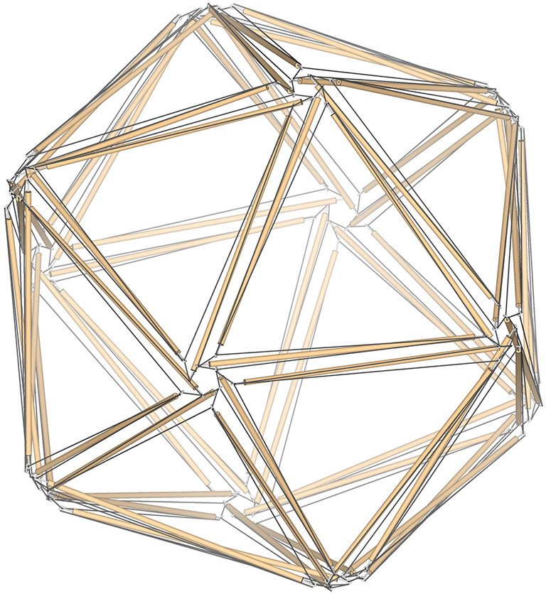 60-strut double-edge tensegrity icosahedron.