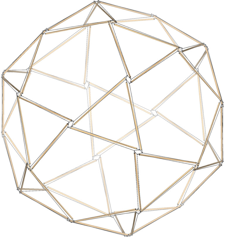 60-strut tensegrity icosidodecahedron.