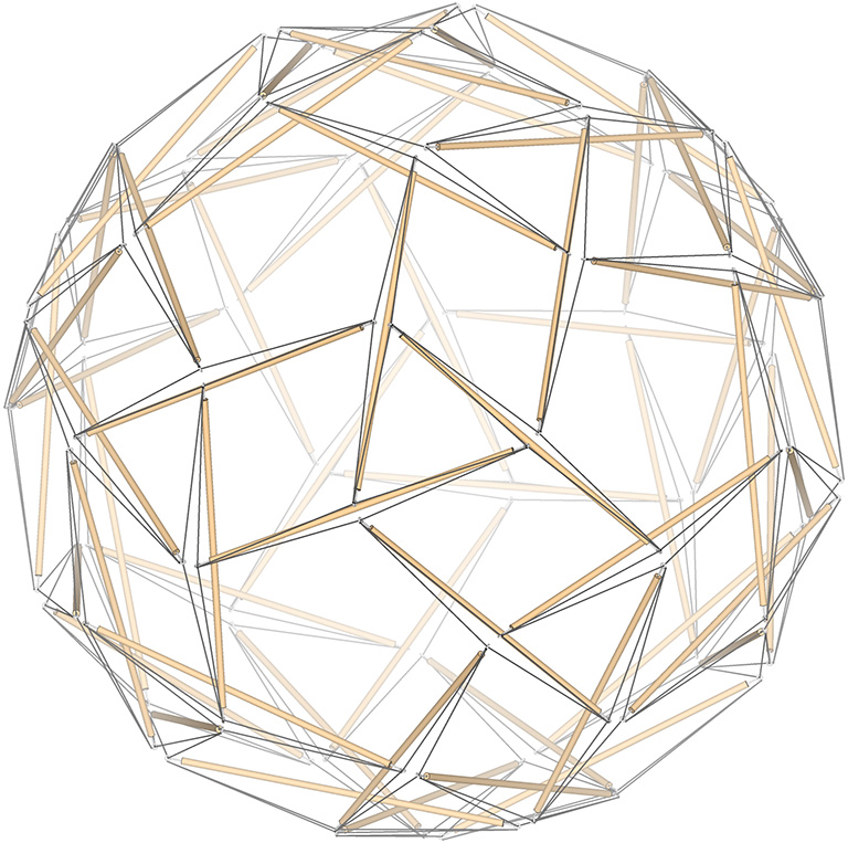 60-strut tensegrity sphere.
