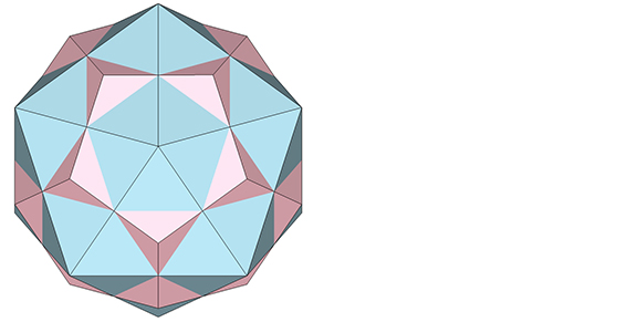 Icosahedron and pentagonal dodecahedron sharing a common center and sized so that the midpoints of their edges cross at the same point.