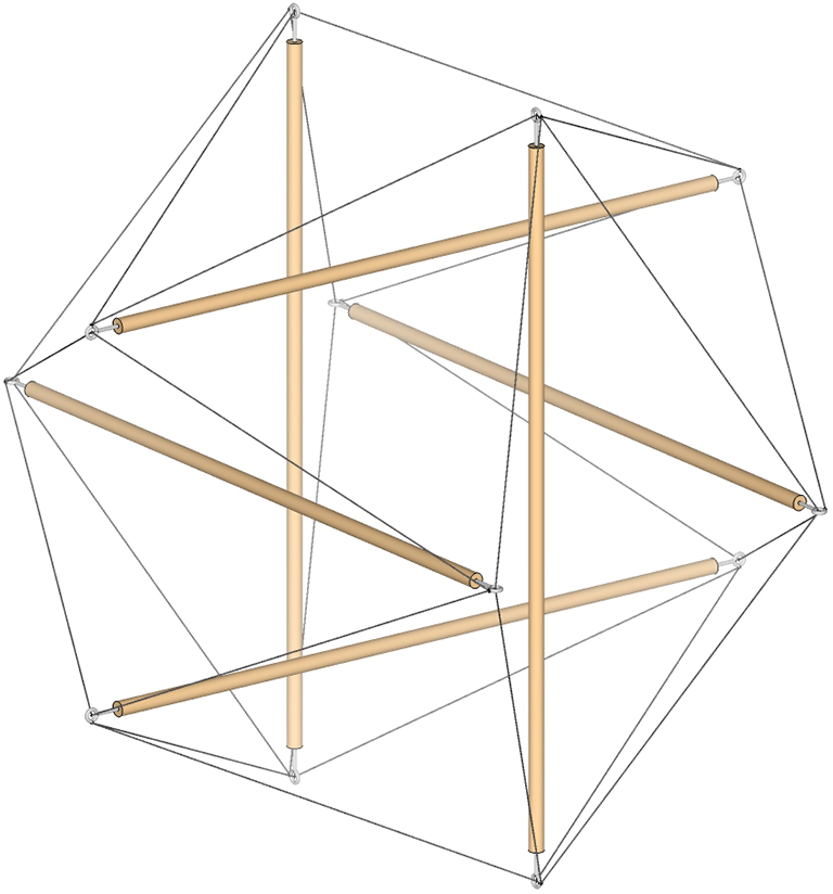6-strut tensegrity sphere.